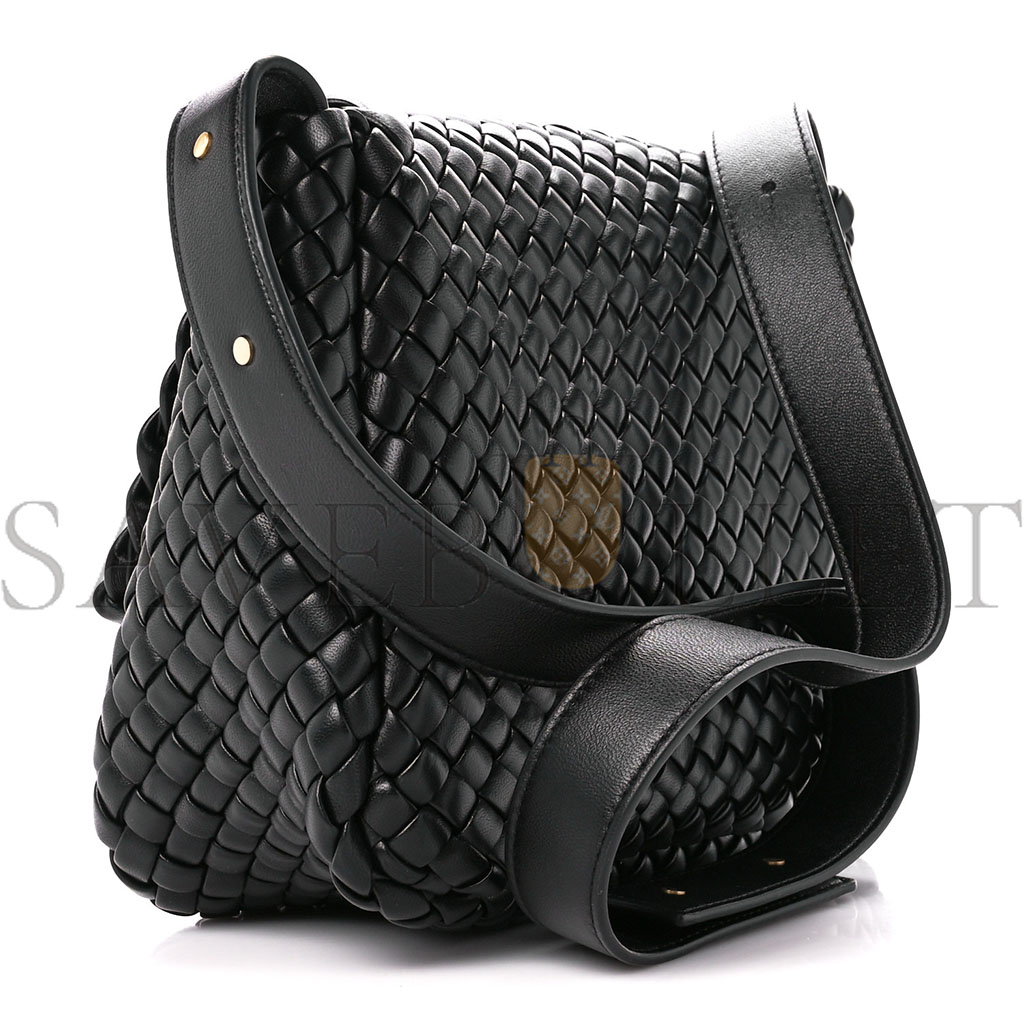 bo*te*ga Ve*ne*ta nappa intrecciato small cobble shoulder bag black (26*21*9cm)